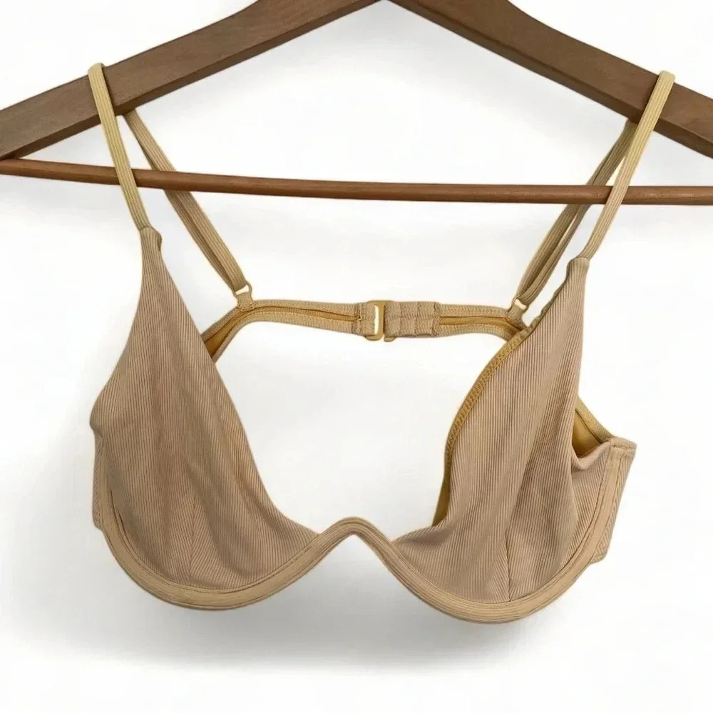 Garage Ribbed Underwire Bikini Top - Beige size  medium
